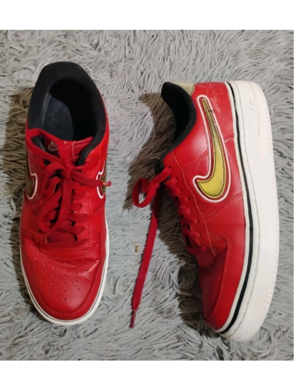 Nike Air Force 1 NBA Bulls 2018 Men Size 9 Red Gold White Sneakers AJ7748-800